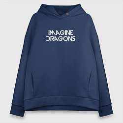 Толстовка оверсайз женская Imagine Dragons Radioactive текст песни, цвет: тёмно-синий
