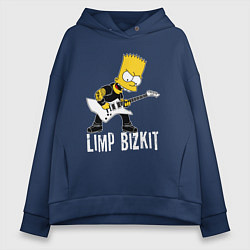 Толстовка оверсайз женская Limp Bizkit Барт Симпсон рокер, цвет: тёмно-синий