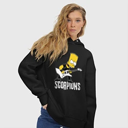Толстовка оверсайз женская Scorpions Барт Симпсон рокер, цвет: черный — фото 2