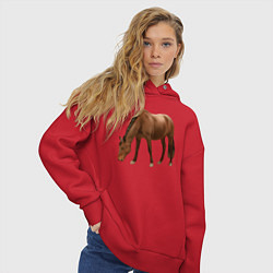 Толстовка оверсайз женская Датская теплокровная лошадь, цвет: красный — фото 2