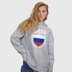Толстовка оверсайз женская Российский щит, цвет: меланж — фото 2