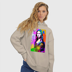 Толстовка оверсайз женская Mona Lisa - Gioconda - pop art, цвет: миндальный — фото 2