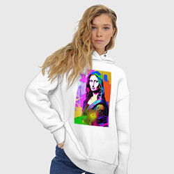 Толстовка оверсайз женская Mona Lisa - Gioconda - pop art, цвет: белый — фото 2