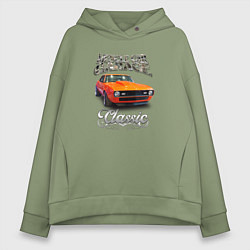 Толстовка оверсайз женская Маслкар Chevrolet Camaro SS 1968, цвет: авокадо