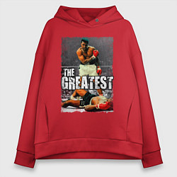 Толстовка оверсайз женская Мухаммед Али великий, цвет: красный