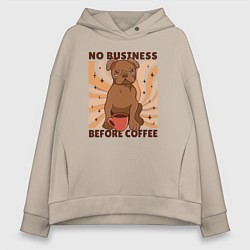 Женское худи оверсайз No business before coffee