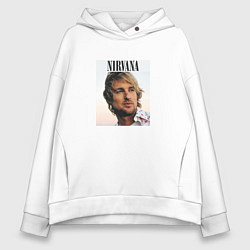 Толстовка оверсайз женская Nirvana Оуэн Уилсон пародия, цвет: белый