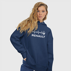 Толстовка оверсайз женская Renault в сердце, цвет: тёмно-синий — фото 2