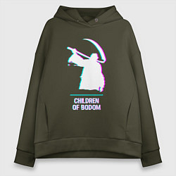 Толстовка оверсайз женская Children of Bodom glitch rock, цвет: хаки