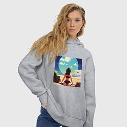 Толстовка оверсайз женская Девушка на пляже, цвет: меланж — фото 2