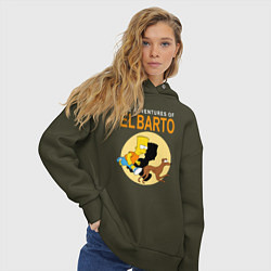 Толстовка оверсайз женская Adventures of El Barto, цвет: хаки — фото 2