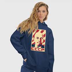 Толстовка оверсайз женская Владимир Ленин СССР, цвет: тёмно-синий — фото 2