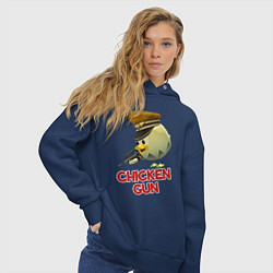 Толстовка оверсайз женская Chicken Gun logo, цвет: тёмно-синий — фото 2