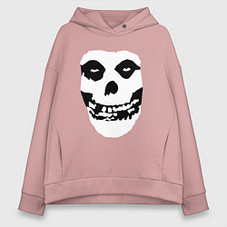 Толстовка оверсайз женская Череп misfits, цвет: пыльно-розовый