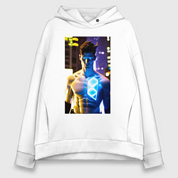 Толстовка оверсайз женская Cool neon dude, цвет: белый