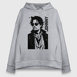 Толстовка оверсайз женская Johnny Depp - graphics, цвет: меланж
