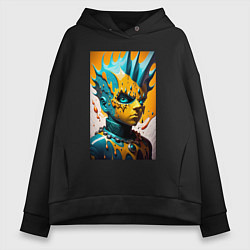 Толстовка оверсайз женская Фантазийный Барт Симпсон - нейросеть, цвет: черный