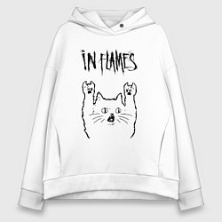 Толстовка оверсайз женская In Flames - rock cat, цвет: белый