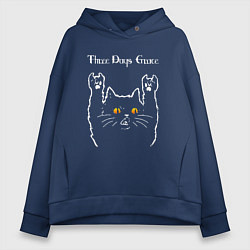 Толстовка оверсайз женская Three Days Grace rock cat, цвет: тёмно-синий