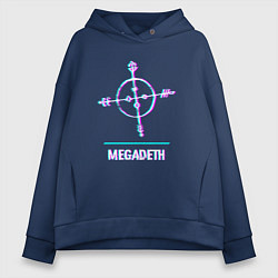 Толстовка оверсайз женская Megadeth glitch rock, цвет: тёмно-синий
