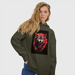 Толстовка оверсайз женская Red wolf, цвет: хаки — фото 2