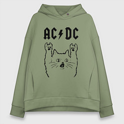 Женское худи оверсайз AC DC - rock cat