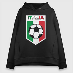 Толстовка оверсайз женская Футбол Италии, цвет: черный