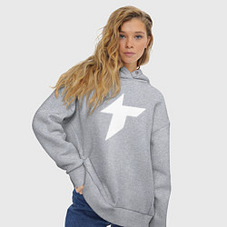 Толстовка оверсайз женская Thunder awaken logo, цвет: меланж — фото 2