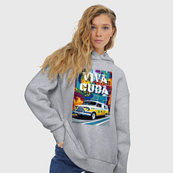 Толстовка оверсайз женская Viva Cuba - car - retro, цвет: меланж — фото 2