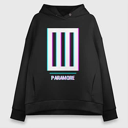 Толстовка оверсайз женская Paramore glitch rock, цвет: черный