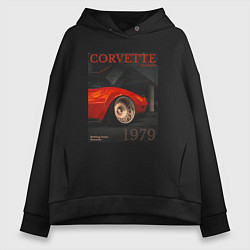 Женское худи оверсайз Обложка журнала Chevrolet Corvette C3