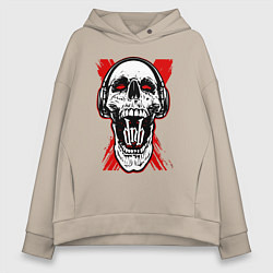 Толстовка оверсайз женская DnB skull, цвет: миндальный