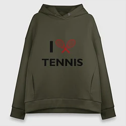 Толстовка оверсайз женская I Love Tennis, цвет: хаки
