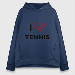 Толстовка оверсайз женская I Love Tennis, цвет: тёмно-синий