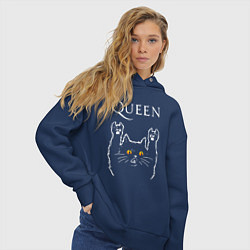 Толстовка оверсайз женская Queen rock cat, цвет: тёмно-синий — фото 2