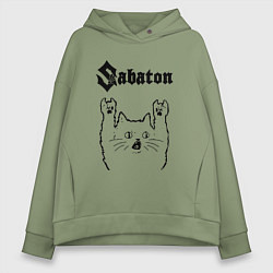 Толстовка оверсайз женская Sabaton - rock cat, цвет: авокадо