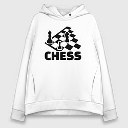 Толстовка оверсайз женская Chess game, цвет: белый