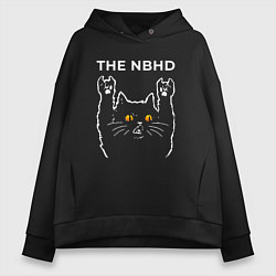 Толстовка оверсайз женская The Neighbourhood rock cat, цвет: черный