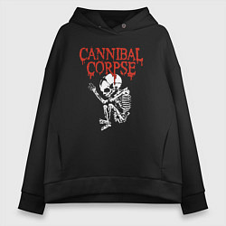 Толстовка оверсайз женская Cannibal Corpse - скелет, цвет: черный