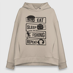 Женское худи оверсайз Eat sleep fishing repeat