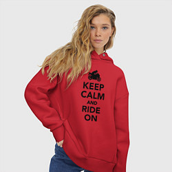 Толстовка оверсайз женская Keep calm and ride on, цвет: красный — фото 2