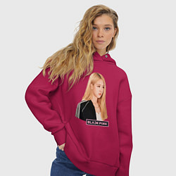 Толстовка оверсайз женская Blackpink Rose music, цвет: маджента — фото 2