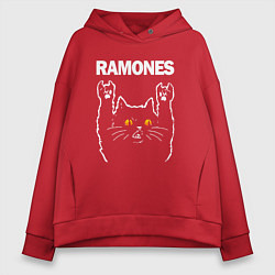 Толстовка оверсайз женская Ramones rock cat, цвет: красный