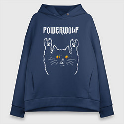 Толстовка оверсайз женская Powerwolf rock cat, цвет: тёмно-синий