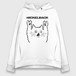 Толстовка оверсайз женская Nickelback - rock cat, цвет: белый