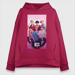 Толстовка оверсайз женская BTS art anime style, цвет: маджента