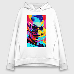 Толстовка оверсайз женская Cool skull - pop art, цвет: белый