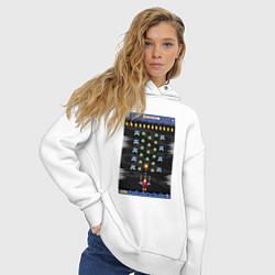 Толстовка оверсайз женская Old game Space invaders, цвет: белый — фото 2
