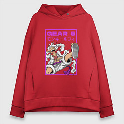 Толстовка оверсайз женская One piece - gear 5 белый, цвет: красный