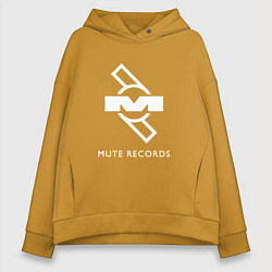 Толстовка оверсайз женская Depeche Mode Mute Records Logo, цвет: горчичный